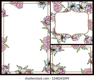 Romantic wedding invitation card suite. Wedding, marriage, bridal, birthday, Valentine's day.