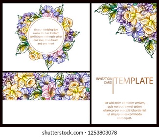 Romantic wedding invitation card suite. Wedding, marriage, bridal, birthday, Valentine's day.