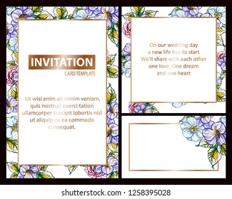 Romantic wedding invitation card suite. Wedding, marriage, bridal, birthday, Valentine's day.