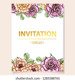 Romantic wedding invitation card suite. Wedding, marriage, bridal, birthday, Valentine's day.