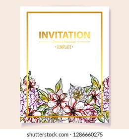 Romantic wedding invitation card suite. Wedding, marriage, bridal, birthday, Valentine's day.