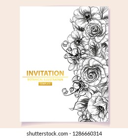 Romantic wedding invitation card suite. Wedding, marriage, bridal, birthday, Valentine's day.