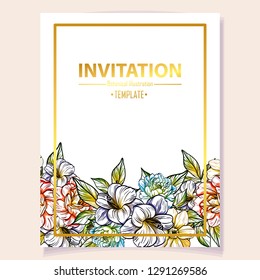 Romantic wedding invitation card suite. Wedding, marriage, bridal, birthday, Valentine's day.