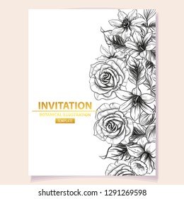Romantic wedding invitation card suite. Wedding, marriage, bridal, birthday, Valentine's day.
