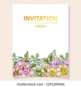 Romantic wedding invitation card suite. Wedding, marriage, bridal, birthday, Valentine's day.