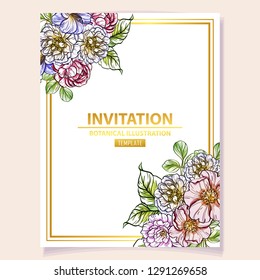 Romantic wedding invitation card suite. Wedding, marriage, bridal, birthday, Valentine's day.