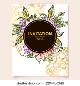 Romantic wedding invitation card suite. Wedding, marriage, bridal, birthday, Valentine's day.