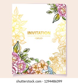 Romantic wedding invitation card suite. Wedding, marriage, bridal, birthday, Valentine's day.