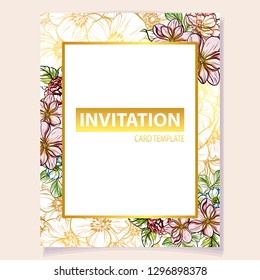 Romantic wedding invitation card suite. Wedding, marriage, bridal, birthday, Valentine's day.