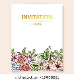 Romantic wedding invitation card suite. Wedding, marriage, bridal, birthday, Valentine's day.
