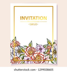 Romantic wedding invitation card suite. Wedding, marriage, bridal, birthday, Valentine's day.