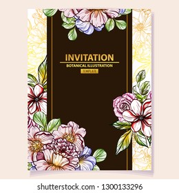 Romantic wedding invitation card suite. Wedding, marriage, bridal, birthday, Valentine's day.