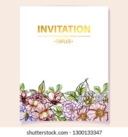Romantic wedding invitation card suite. Wedding, marriage, bridal, birthday, Valentine's day.