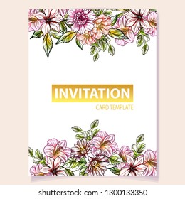 Romantic wedding invitation card suite. Wedding, marriage, bridal, birthday, Valentine's day.