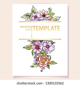 Romantic wedding invitation card suite. Wedding, marriage, bridal, birthday, Valentine's day.