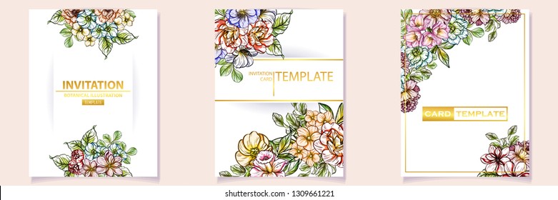 Romantic wedding invitation card suite. Wedding, marriage, bridal, birthday, Valentine's day.