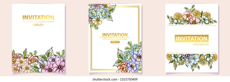 Romantic wedding invitation card suite. Wedding, marriage, bridal, birthday, Valentine's day.