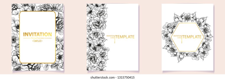 Romantic wedding invitation card suite. Wedding, marriage, bridal, birthday, Valentine's day.