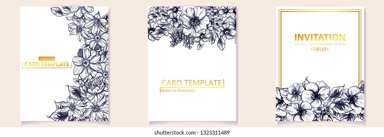 Romantic wedding invitation card suite. Wedding, marriage, bridal, birthday, Valentine's day.
