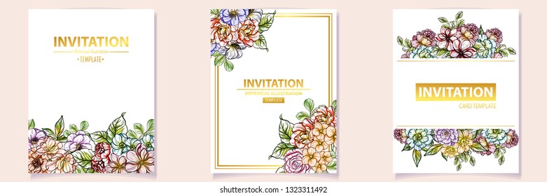 Romantic wedding invitation card suite. Wedding, marriage, bridal, birthday, Valentine's day.