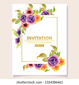 Romantic wedding invitation card suite. Wedding, marriage, bridal, birthday, Valentine's day.