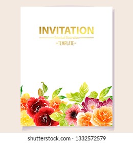 Romantic wedding invitation card suite. Wedding, marriage, bridal, birthday, Valentine's day.