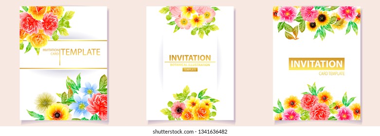 Romantic wedding invitation card suite. Wedding, marriage, bridal, birthday, Valentine's day.
