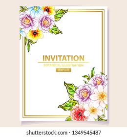 Romantic wedding invitation card suite. Wedding, marriage, bridal, birthday, Valentine's day.