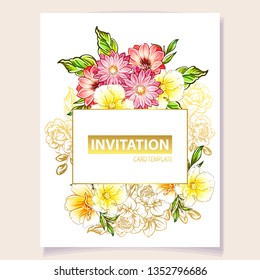 Romantic wedding invitation card suite. Wedding, marriage, bridal, birthday, Valentine's day.