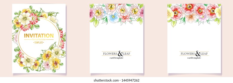Romantic wedding invitation card suite. Wedding, marriage, bridal, birthday, Valentine's day.