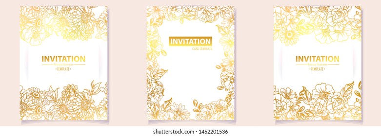 Romantic wedding invitation card suite. Wedding, marriage, bridal, birthday, Valentine's day.