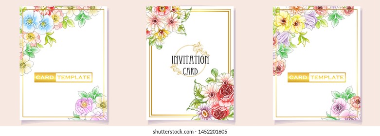 Romantic wedding invitation card suite. Wedding, marriage, bridal, birthday, Valentine's day.