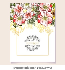 Romantic wedding invitation card suite. Wedding, marriage, bridal, birthday, Valentine's day.