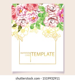 Romantic wedding invitation card suite. Wedding, marriage, bridal, birthday, Valentine's day.