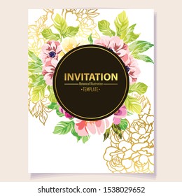 Romantic wedding invitation card suite. Wedding, marriage, bridal, birthday, Valentine's day.