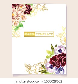 Romantic wedding invitation card suite. Wedding, marriage, bridal, birthday, Valentine's day.