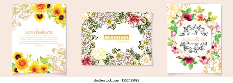 Romantic wedding invitation card suite. Wedding, marriage, bridal, birthday, Valentine's day.