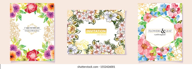 Romantic wedding invitation card suite. Wedding, marriage, bridal, birthday, Valentine's day.