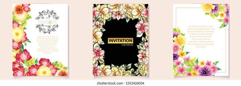 Romantic wedding invitation card suite. Wedding, marriage, bridal, birthday, Valentine's day.
