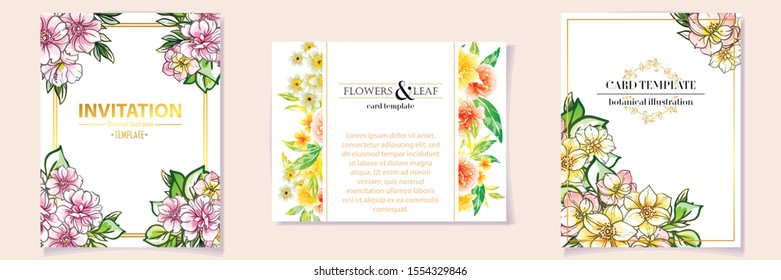 Romantic wedding invitation card suite. Wedding, marriage, bridal, birthday, Valentine's day.