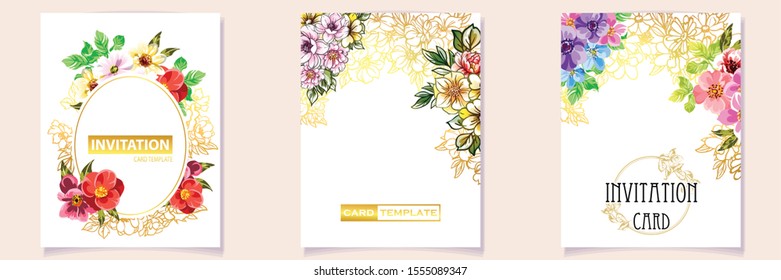 Romantic wedding invitation card suite. Wedding, marriage, bridal, birthday, Valentine's day.