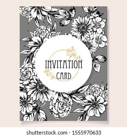Romantic wedding invitation card suite. Wedding, marriage, bridal, birthday, Valentine's day.