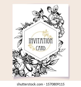 Romantic wedding invitation card suite. Wedding, marriage, bridal, birthday, Valentine's day.