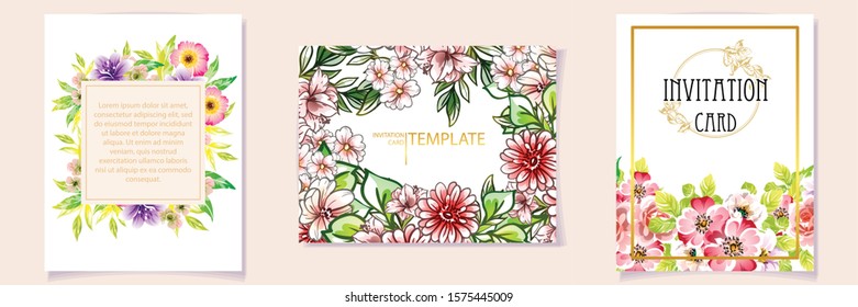 Romantic wedding invitation card suite. Wedding, marriage, bridal, birthday, Valentine's day.