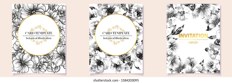 Romantic wedding invitation card suite. Wedding, marriage, bridal, birthday, Valentine's day.