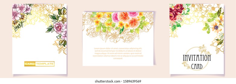 Romantic wedding invitation card suite. Wedding, marriage, bridal, birthday, Valentine's day.