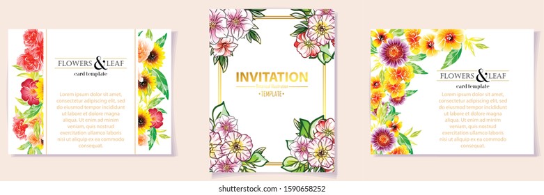 Romantic wedding invitation card suite. Wedding, marriage, bridal, birthday, Valentine's day.