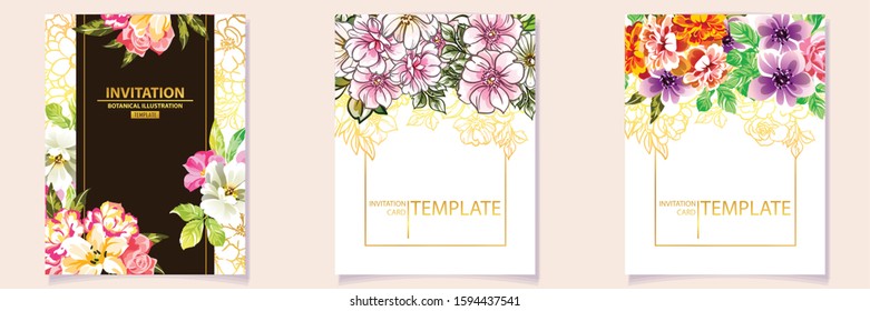 Romantic wedding invitation card suite. Wedding, marriage, bridal, birthday, Valentine's day.