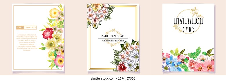 Romantic wedding invitation card suite. Wedding, marriage, bridal, birthday, Valentine's day.