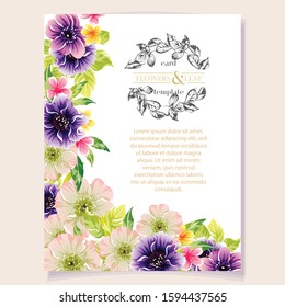 Romantic wedding invitation card suite. Wedding, marriage, bridal, birthday, Valentine's day.